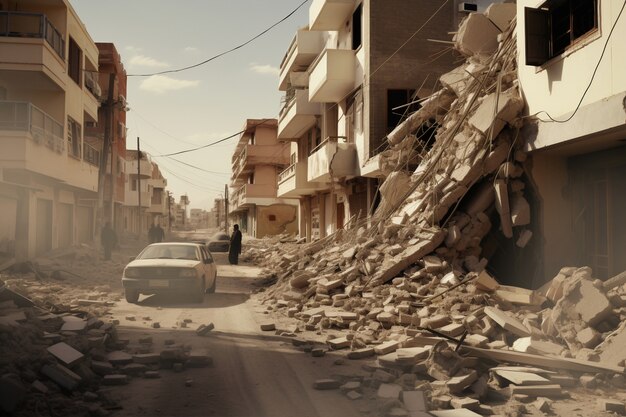 Street of marrakesh city after earthquake