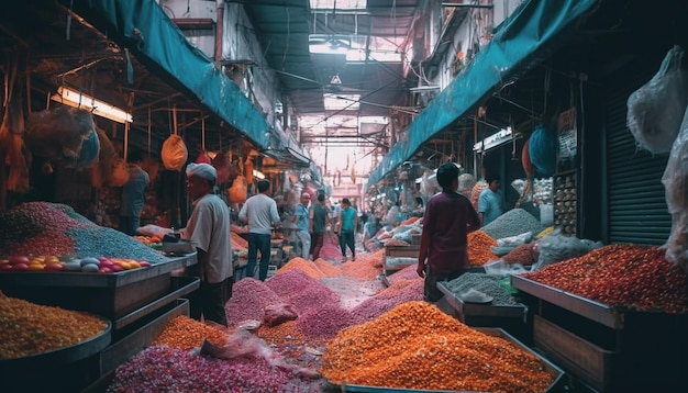 Free photo street vendors selling food spices and fruit generated by ai