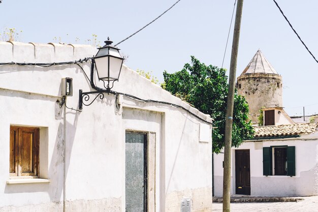 Street of a village on a sunny day