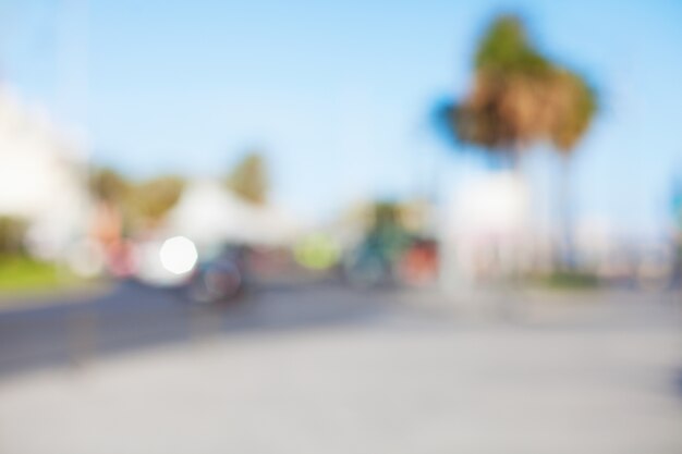 Street with palm trees in the background