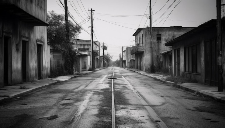 Free Photo a street with a sign that says'the end of the line '
