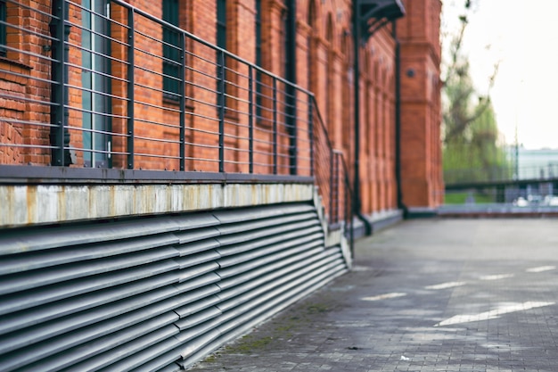 Street with stairs and railings