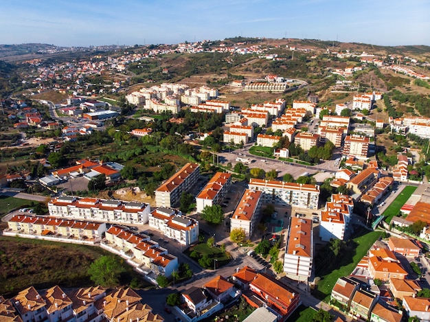 Streets of Alhandra full of trees and cozy houses in Portugal