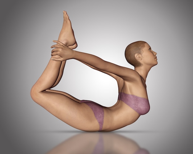 Foto gratuita 3d rendono di una figura femminile in una posizione yoga