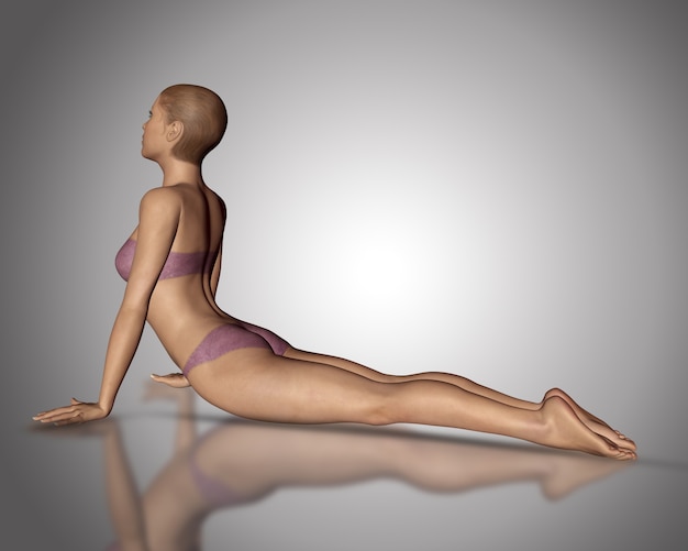 3d rendono di una figura femminile in una posizione yoga