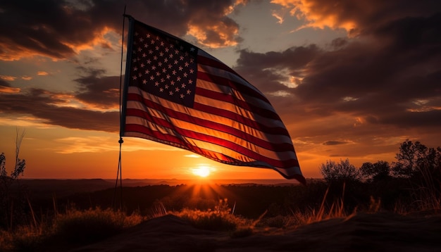 Free photo striped flag shines bright in majestic landscape beauty generated by ai