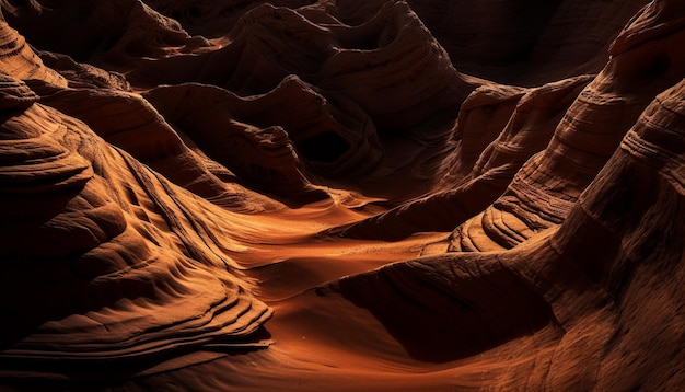 Free photo striped sandstone curves in antelope canyon majesty generated by ai