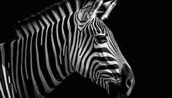 Free photo striped zebra in black and white elegance generated by ai