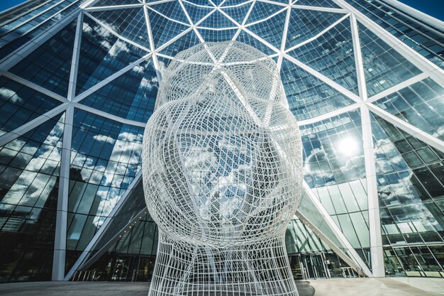 Structure of a human head made of white net