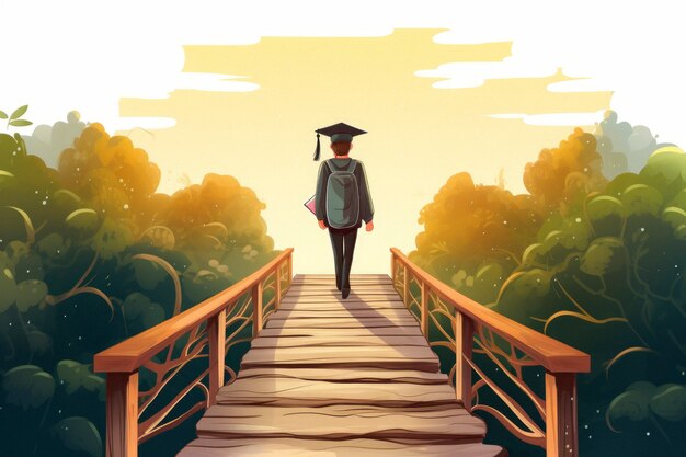 Student in digital art style for education day