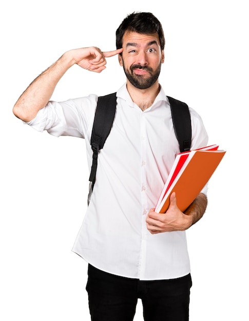 Student man making crazy gesture