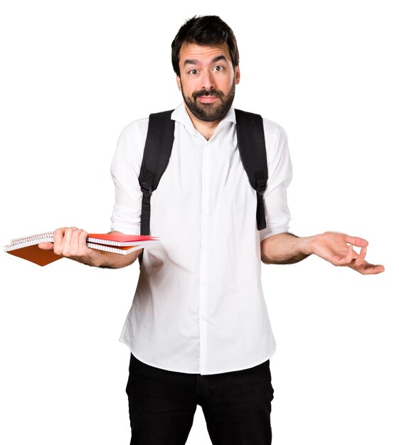 Student man making unimportant gesture