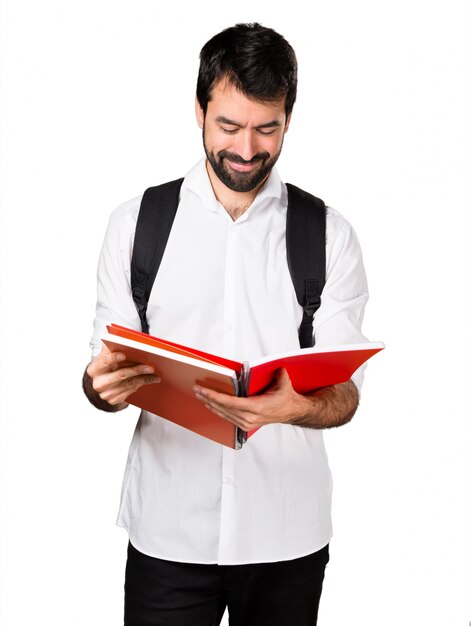 Student man with notebooks