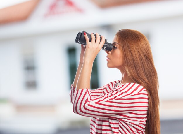 student pretty look holding lens