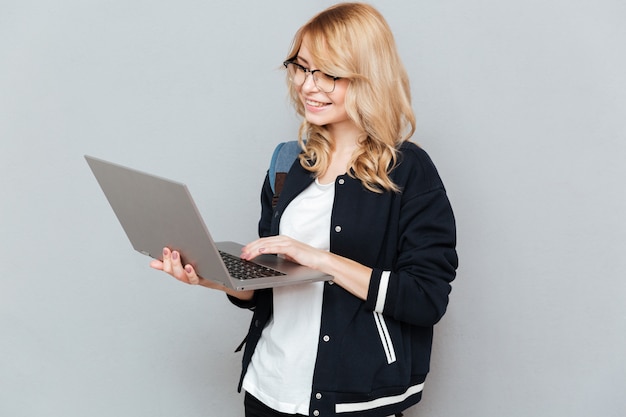 Student using laptop