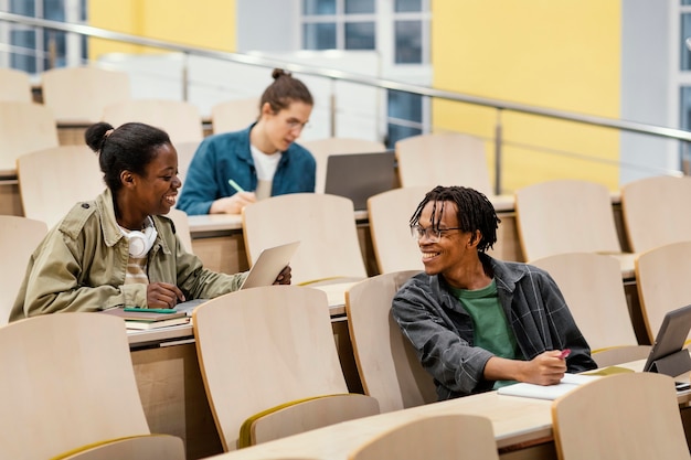 Students attending a university class