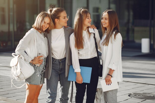 Students at the campus with books and bags