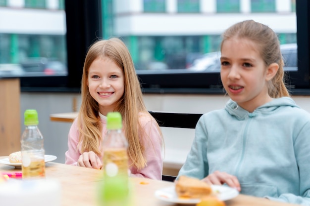 Students having lunch in the canteen