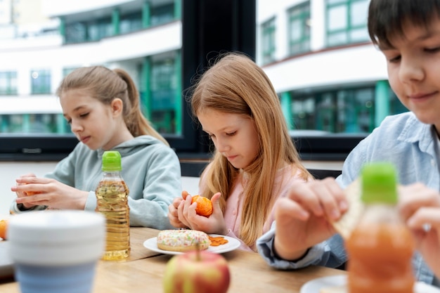 Students having lunch in the canteen