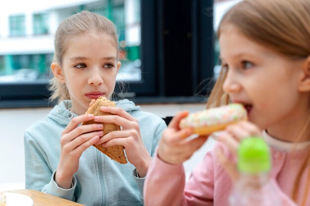 Students having lunch in the canteen