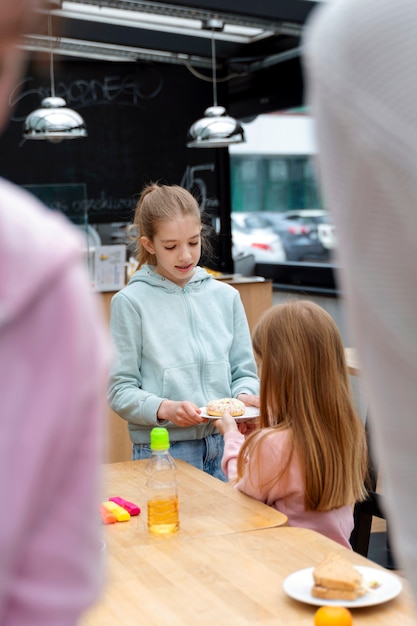 Students having lunch in the canteen