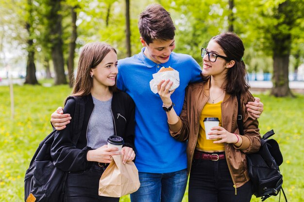 Students having lunch together