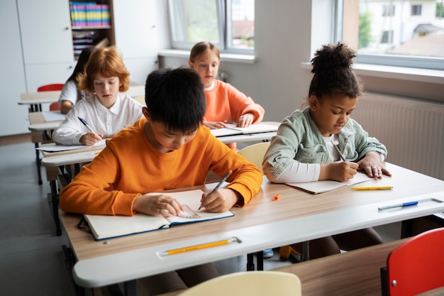 Students learning at school in their classroom