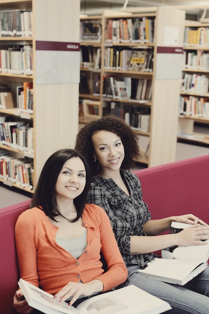 Free photo students in library