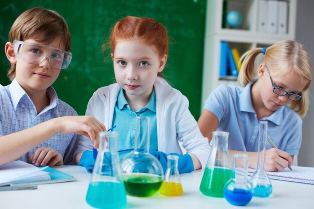 Students researching in the laboratory