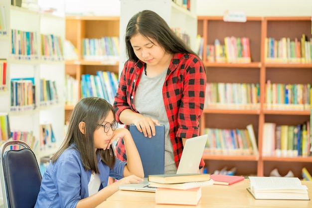 students at work in a library