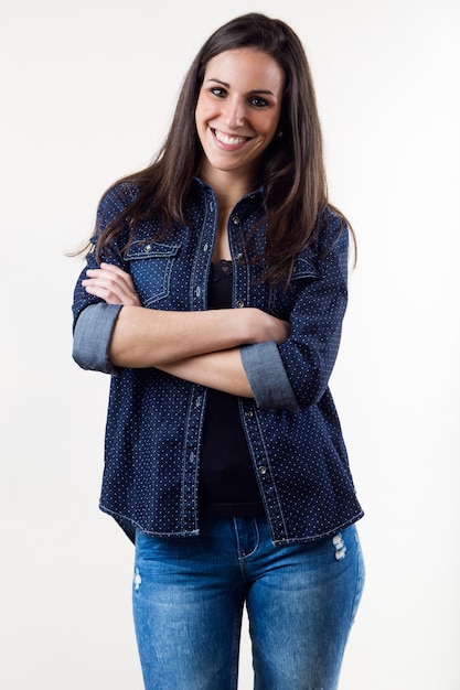 Studio photo of attractive posing woman