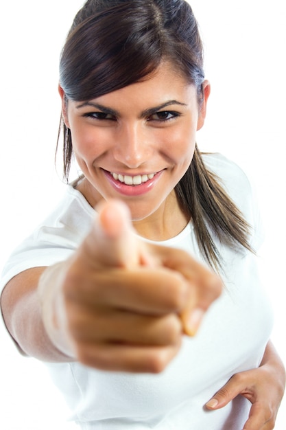 Studio Portrait of beautiful young woman posing with expressions