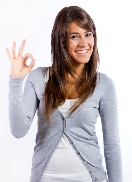 Studio Portrait of beautiful young woman posing