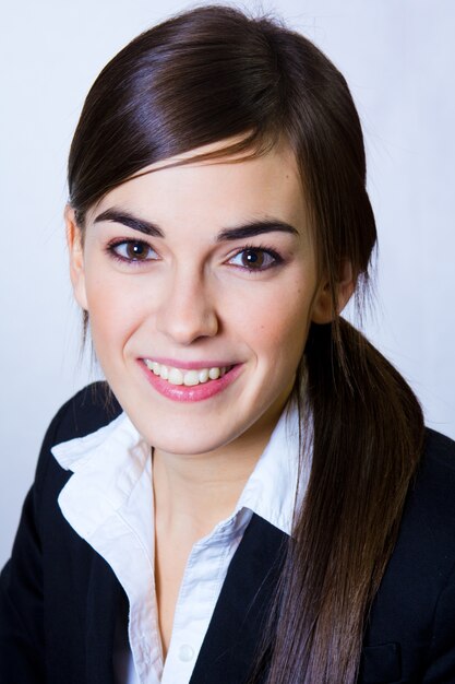 Studio Portrait of beautiful young woman posing