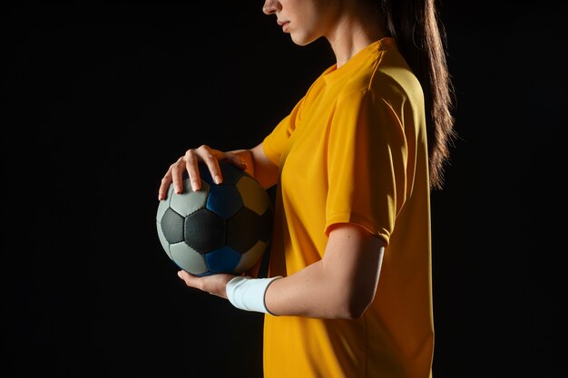 Studio portrait  of handball player