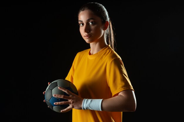 Studio portrait  of handball player