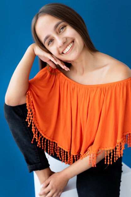 Studio portrait of teenager