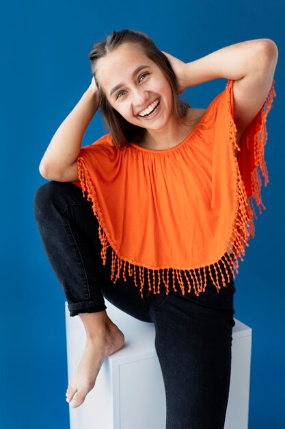 Studio portrait of teenager