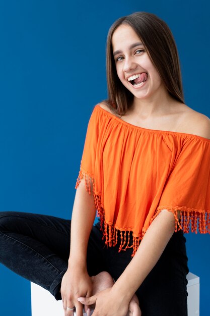 Studio portrait of teenager