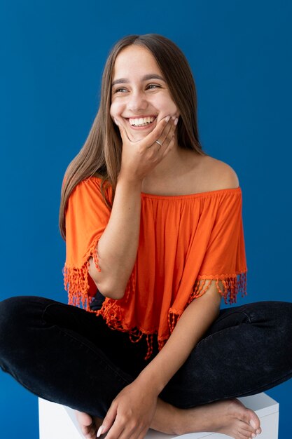 Studio portrait of teenager