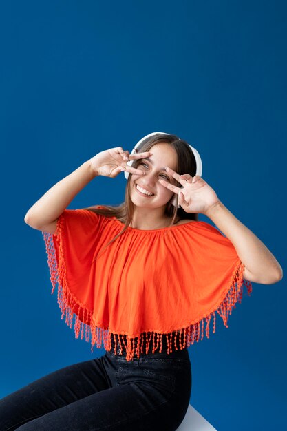 Studio portrait of teenager