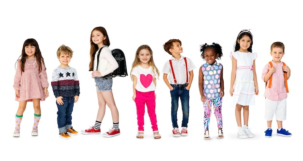 Studio set of diverse kids