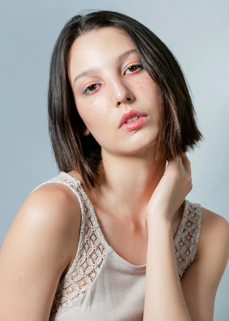 Studio shot of brunette model