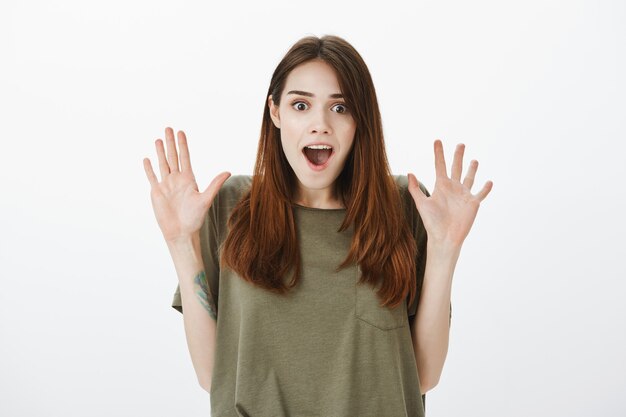 Studio shot of cute brunette girl