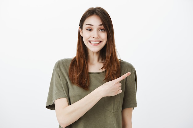 Studio shot of cute brunette girl