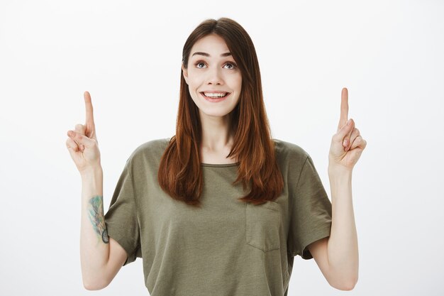 Studio shot of cute brunette girl