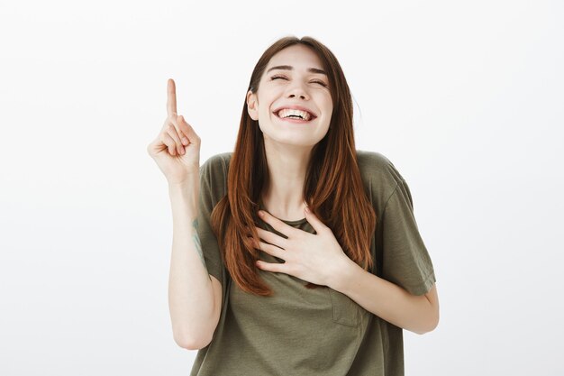 Studio shot of cute brunette girl