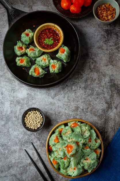 Stuffed Beans with Pork and Salted Eggs Asian cuisine.