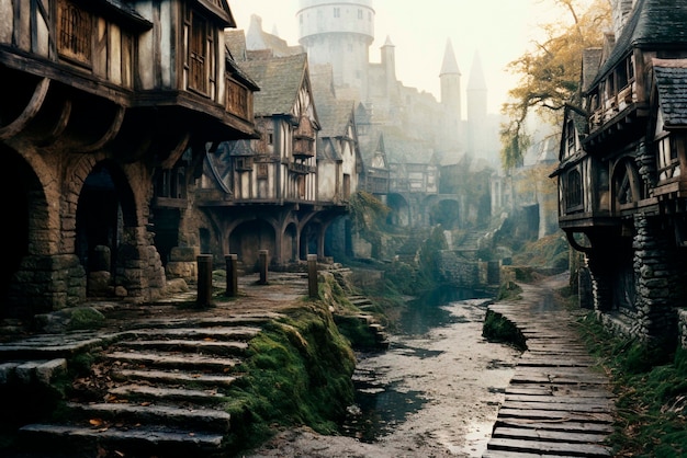 Free photo stunning fantasy videogame landscape