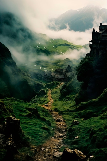 Free photo stunning fantasy videogame landscape